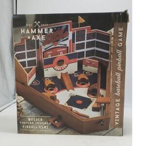 Hammer & Axe Tabletop Baseball Game, Wooden Stadium Pinball Style 100% COMPLETE